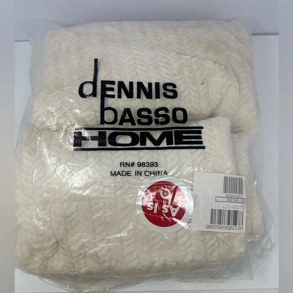 Dennis Basso Ultra Soft Plush 50”x60” Herringbone Mini Throw Faux Fur Ivory O6